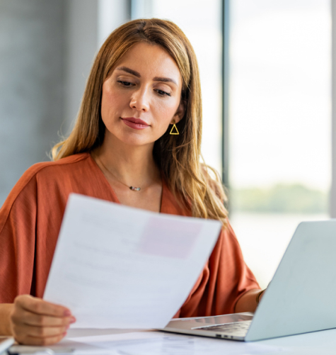 woman with papers