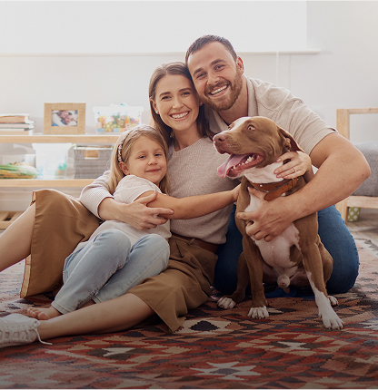 family with dog